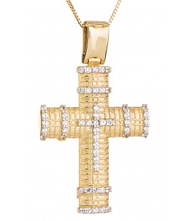 Fashion γυναικείος βαπτιστικός σταυρός δύο όψεων χρυσός