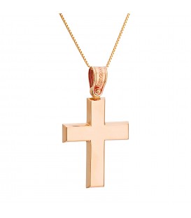 Ανδρικός κλασικός βαπτιστικός σταυρός από ροζ χρυσό